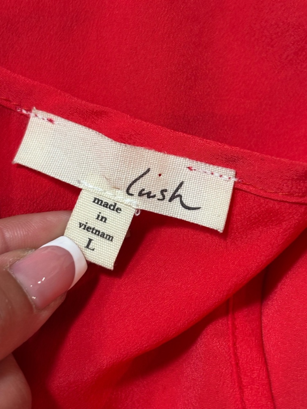 Lush Red Ruffle-Front Spaghetti Strap Mini Dress - Picture 3 of 5
